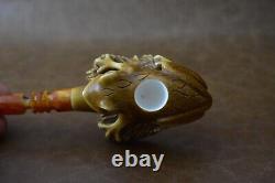 ALI Frog Figure PIPE Block Meerschaum-NEW HANDMADE Custom Made Fitted CASE#1173