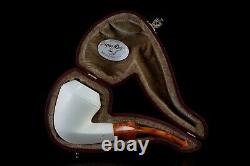 ALI Smooth Bulldog Pipe New block Meerschaum Handmade Custom Fitted Case#1026