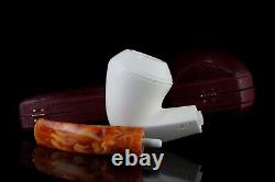 ALI Smooth Bulldog Pipe New block Meerschaum Handmade Custom Fitted Case#1026