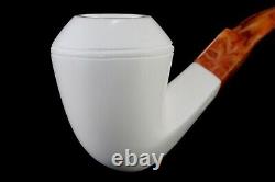 ALI Smooth Bulldog Pipe New block Meerschaum Handmade Custom Fitted Case#1026