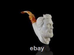 Abraham Lincoln Pipe By Erdogan EGE Handmade Block Meerschaum-NEW W CASE#1347
