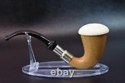 African Mahogany Wood Sherlock Pipe W Block Meerschaum Cap Handmade W Case&641