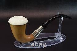 African Mahogany Wood Sherlock Pipe W Block Meerschaum Cap Handmade W Case&641