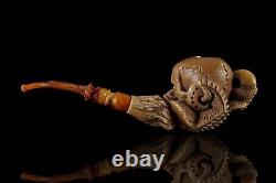 Ali Large Skull In Claw Pipe Block Meerschaum-NEW Handmade W Fitted CASE#24