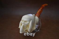 Ali Large Skull In Claw Pipe Block Meerschaum-NEW Handmade W Fitted CASE#47