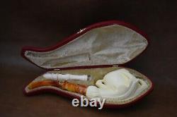 Ali Large Skull In Claw Pipe Block Meerschaum-NEW Handmade W Fitted CASE#47