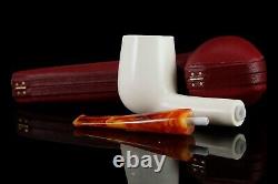 Ali Large Smooth Billiard PIPE-BLOCK MEERSCHAUM-NEW-HAND CARVED W Case#865