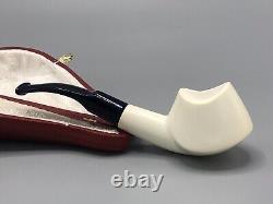 Ali Smooth Whale Pipe BLOCK MEERSCHAUM-NEW-HAND CARVED W Case#1702