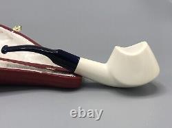 Ali Smooth Whale Pipe BLOCK MEERSCHAUM-NEW-HAND CARVED W Case#1702