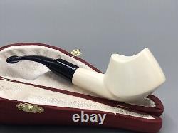 Ali Smooth Whale Pipe BLOCK MEERSCHAUM-NEW-HAND CARVED W Case#1702