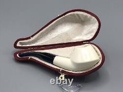 Ali Smooth Whale Pipe BLOCK MEERSCHAUM-NEW-HAND CARVED W Case#1702