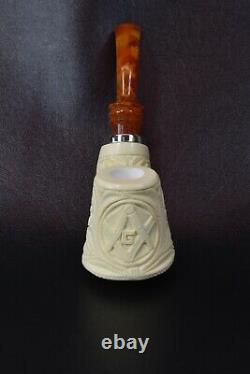 Ali Volcano Pipe Mason Reverse Calabash BLOCK MEERSCHAUM-NEW-HANDCARVEDw Case770