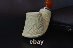 Ali Volcano Pipe Mason Reverse Calabash BLOCK MEERSCHAUM-NEW-HANDCARVEDw Case770