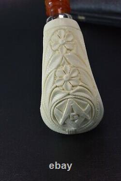 Ali Volcano Pipe Mason Reverse Calabash BLOCK MEERSCHAUM-NEW-HANDCARVEDw Case770