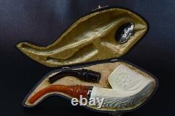 Ali Volcano Pipe Mason Reverse Calabash BLOCK MEERSCHAUM-NEW-HANDCARVEDw Case770