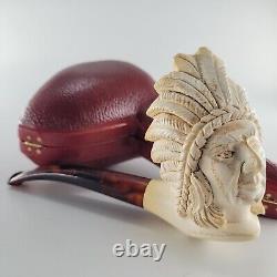 American Indian Meerschaum Pipe hancarved block meerschaum by CPW Pipes #1773