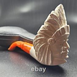 American Indian Native block meerschaum pipe handcarved by CPW Pipes #1731