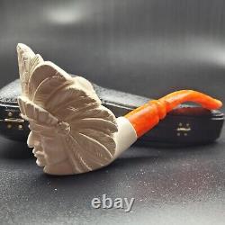 American Indian Native block meerschaum pipe handcarved by CPW Pipes #1731