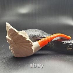 American Indian Native block meerschaum pipe handcarved by CPW Pipes #1731