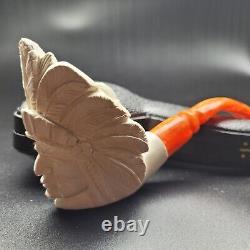 American Indian Native block meerschaum pipe handcarved by CPW Pipes #1731