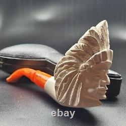 American Indian Native block meerschaum pipe handcarved by CPW Pipes #1731