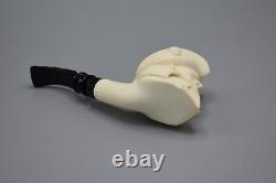 Ancient Viking Figure Pipe Block Meerschaum-NEW W Custom Made Fitted CASE#1046