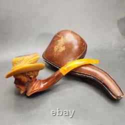 Antique Astleys Estate Block Meerschaum Pipe, Genuine Amber Stem