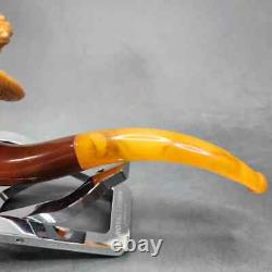 Antique Astleys Estate Block Meerschaum Pipe, Genuine Amber Stem