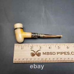 Antique Block Meerschaum Cheroot Cigar Holder, Horn Stem