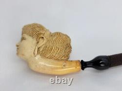 Antique Block Meerschaum Cheroot Cigar Holder Pipe of Victorian Woman