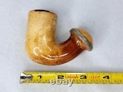 Antique Hand Carved Block Meerschaum Tobacco Pipe Bowl, Original Case