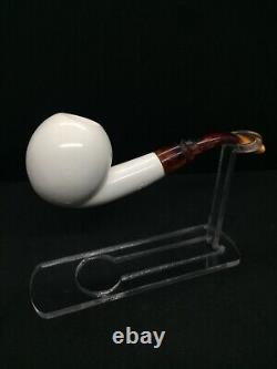 Apple Smooth Bent Stem Meerschaum Pipe, Block Meerschaum Pipe, Unsmoked Pipe