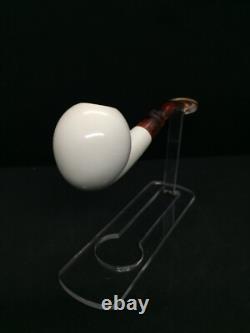 Apple Smooth Bent Stem Meerschaum Pipe, Block Meerschaum Pipe, Unsmoked Pipe