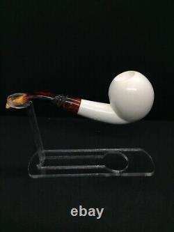 Apple Smooth Bent Stem Meerschaum Pipe, Block Meerschaum Pipe, Unsmoked Pipe