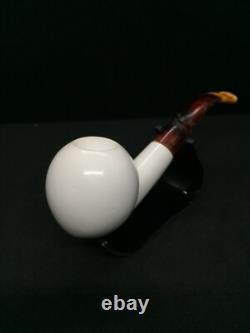 Apple Smooth Bent Stem Meerschaum Pipe, Block Meerschaum Pipe, Unsmoked Pipe