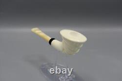 Artist Design Horn Pipe New Block Meerschaum Handmade Fitted Case#382