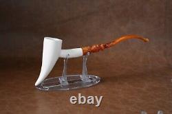 Artist Design Smooth Pickaxe Pipe Block MEERSCHAUM-NEW-HAND CARVED W Case#939