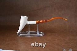 Artist Design Smooth Pickaxe Pipe Block MEERSCHAUM-NEW-HAND CARVED W Case#939