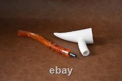 Artist Design Smooth Pickaxe Pipe Block MEERSCHAUM-NEW-HAND CARVED W Case#939