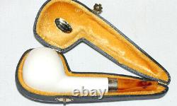 Astley Genuine Block Meerschaum Apple Canadian/silver + Cased/amberine M/p Nos