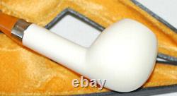 Astley Genuine Block Meerschaum Apple Canadian/silver + Cased/amberine M/p Nos