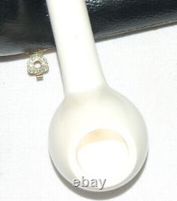 Astley Genuine Block Meerschaum Apple Canadian/silver + Cased/amberine M/p Nos