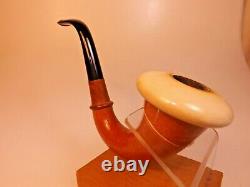 Austria AB Made Block Meerschaum Cup Calabash Gourd Sherlock Style Pipe Briar Ex