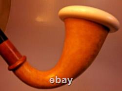Austria AB Made Block Meerschaum Cup Calabash Gourd Sherlock Style Pipe BriarExt