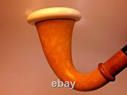 Austria AB Made Block Meerschaum Cup Calabash Gourd Sherlock Style Pipe BriarExt