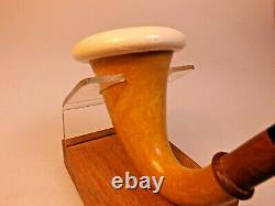 Austria AB Made Block Meerschaum Cup Calabash Gourd Sherlock Style Pipe BriarExt