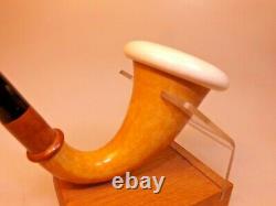 Austria AB Made Block Meerschaum Cup Calabash Gourd Sherlock Style Pipe BriarExt