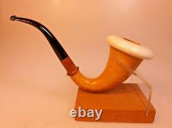 Austria AB Made Block Meerschaum Cup Calabash Gourd Sherlock Style Pipe BriarExt