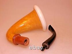 Austria AB Made Block Meerschaum Cup Calabash Gourd Sherlock Style Pipe BriarExt