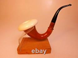 Austria AB Made New Block Meerschaum Cup Calabash Gourd Sherlock Style Pipe